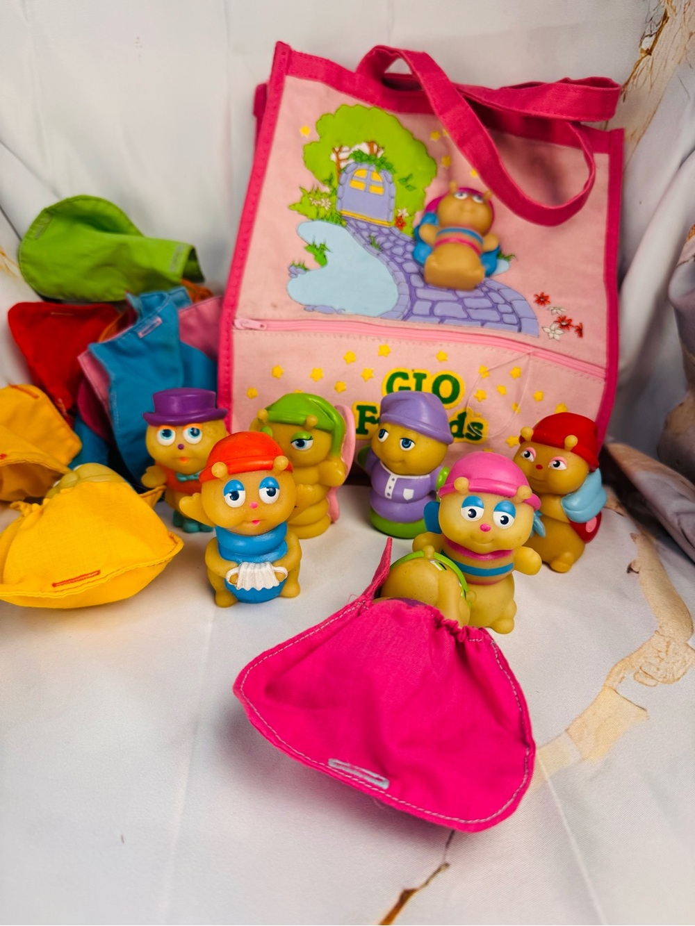 Vintage 1986 Hasbro Glo Friends Collection | 8 Figures w/ Original Carry Tote